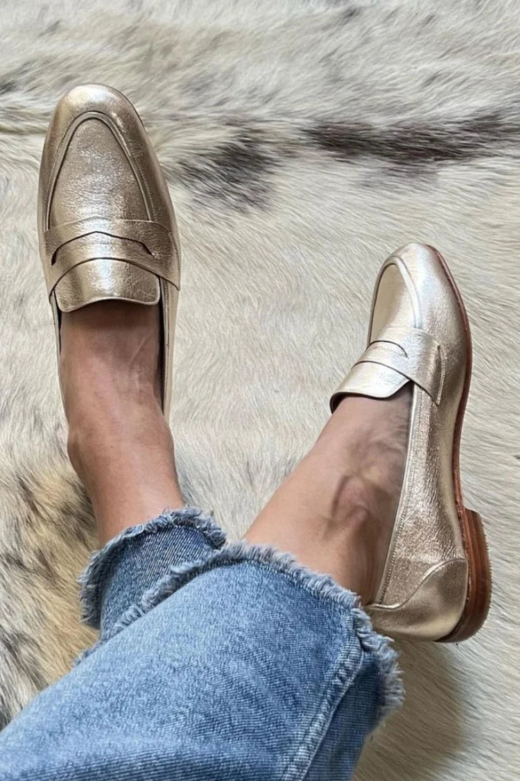 Elsa | Damer Klassiska Metalliska Loafers för Moderna Outfits