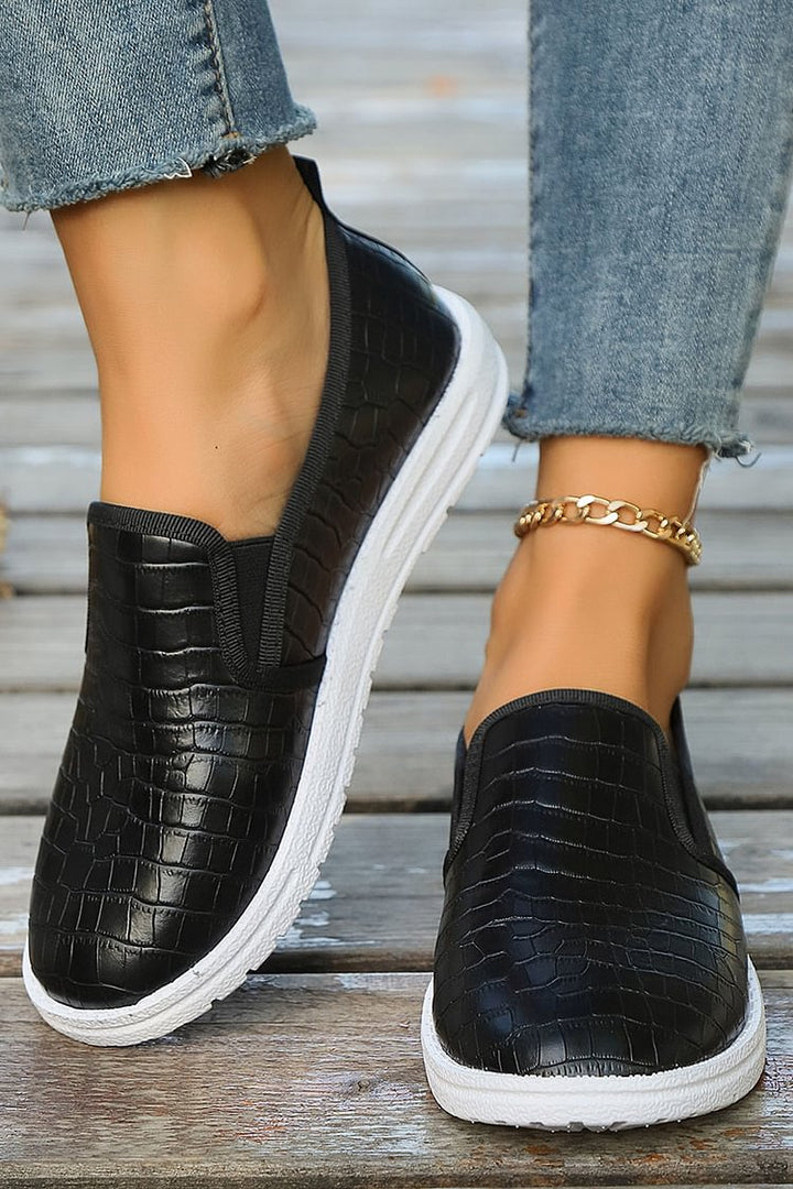 Ella | Damer Avslappnade Croco Slip-On Sneakers