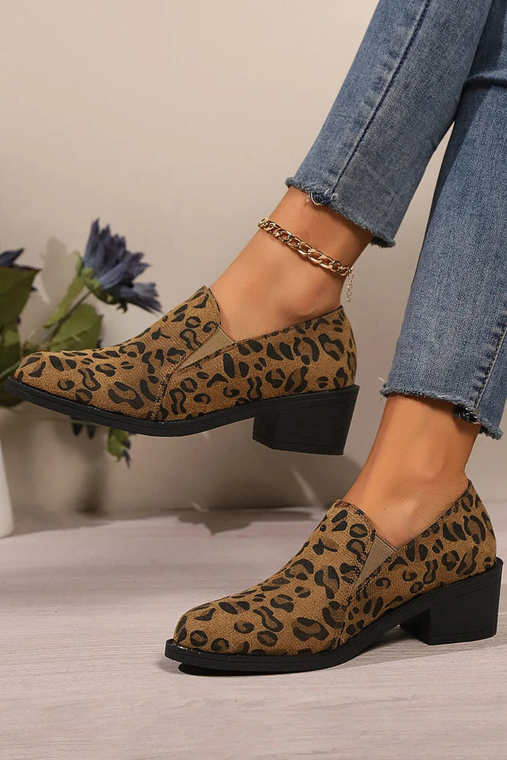Elisa | Damer Trendiga Leopard Slip-On Loafers