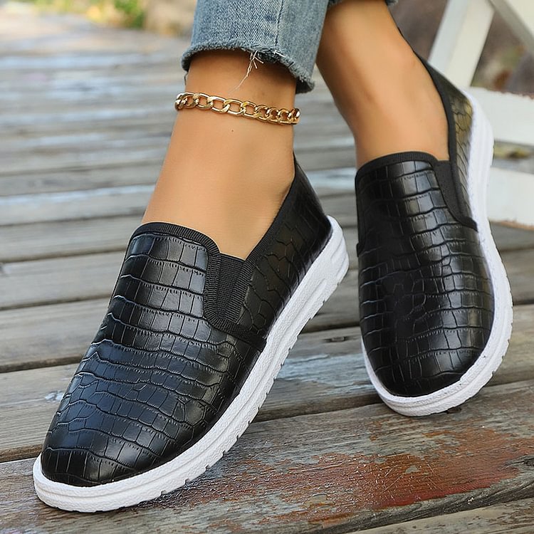Ella | Damer Avslappnade Croco Slip-On Sneakers