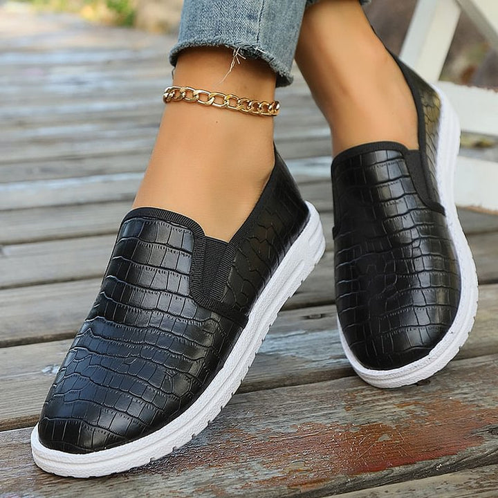 Ella | Damer Avslappnade Croco Slip-On Sneakers