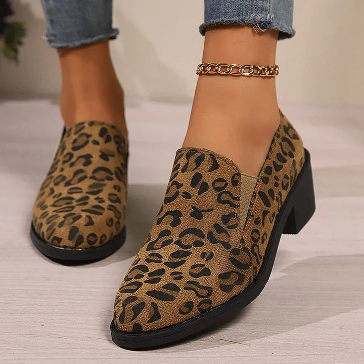 Elisa | Damer Trendiga Leopard Slip-On Loafers