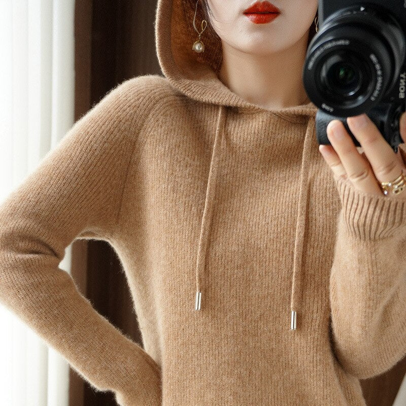 Emilia | Damer Mysig Stickad Hoodie