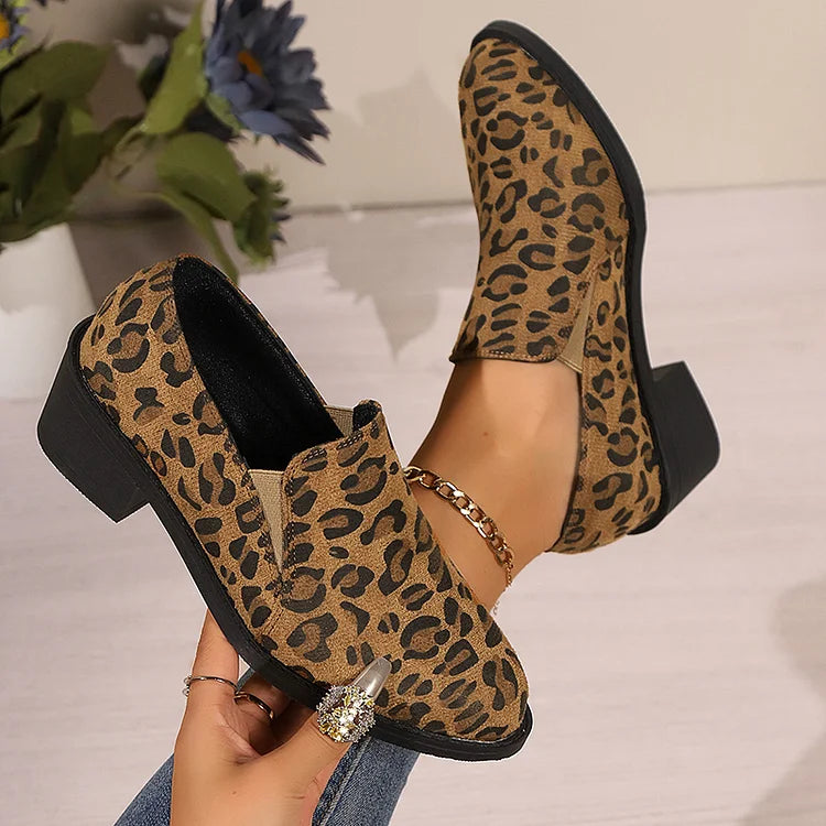 Elisa | Damer Trendiga Leopard Slip-On Loafers