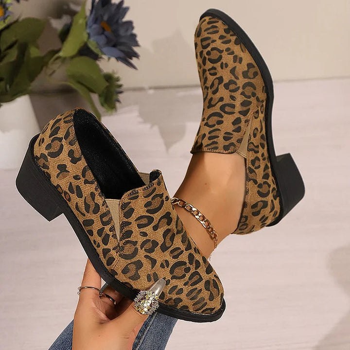 Elisa | Damer Trendiga Leopard Slip-On Loafers