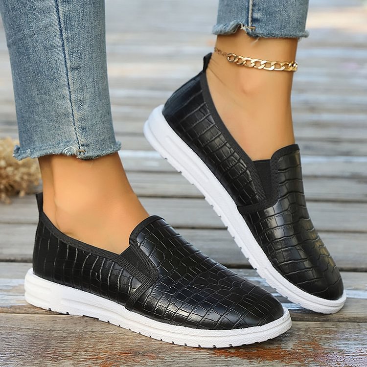 Ella | Damer Avslappnade Croco Slip-On Sneakers