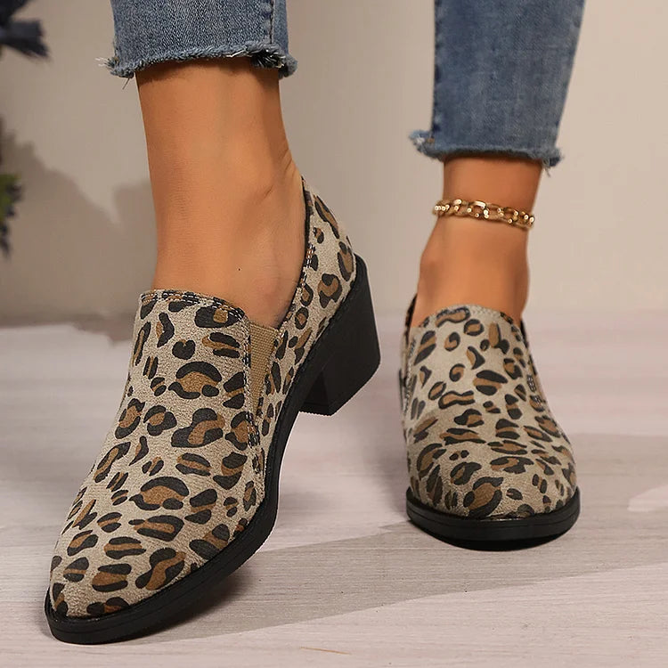 Elisa | Damer Trendiga Leopard Slip-On Loafers