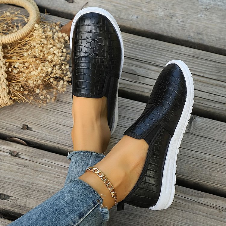 Ella | Damer Avslappnade Croco Slip-On Sneakers