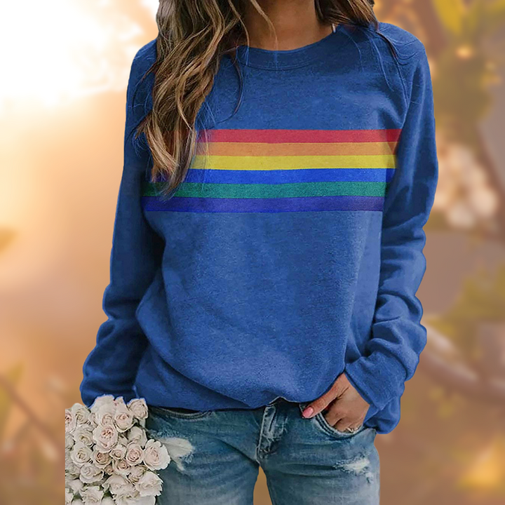 Evelina | Dam Avslappnad Fit Rainbow Sweatshirt