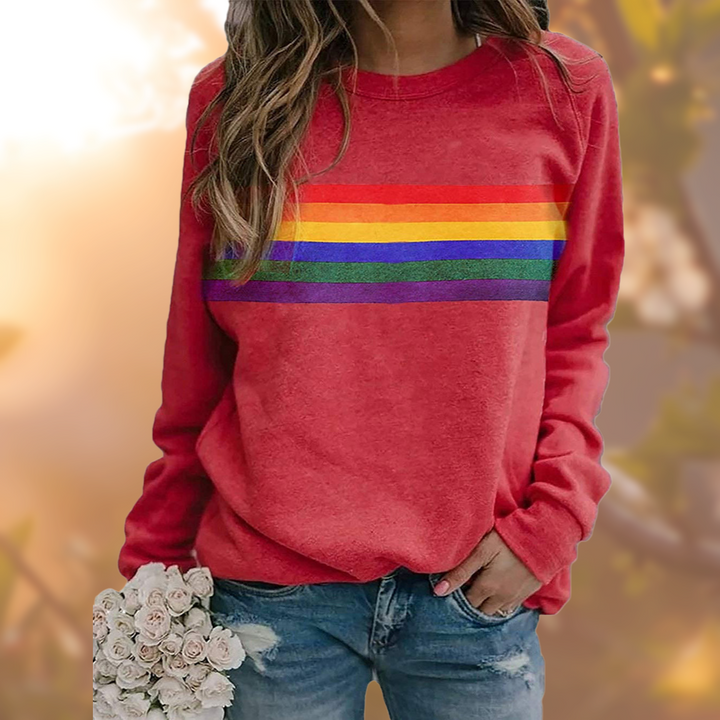 Evelina | Dam Avslappnad Fit Rainbow Sweatshirt