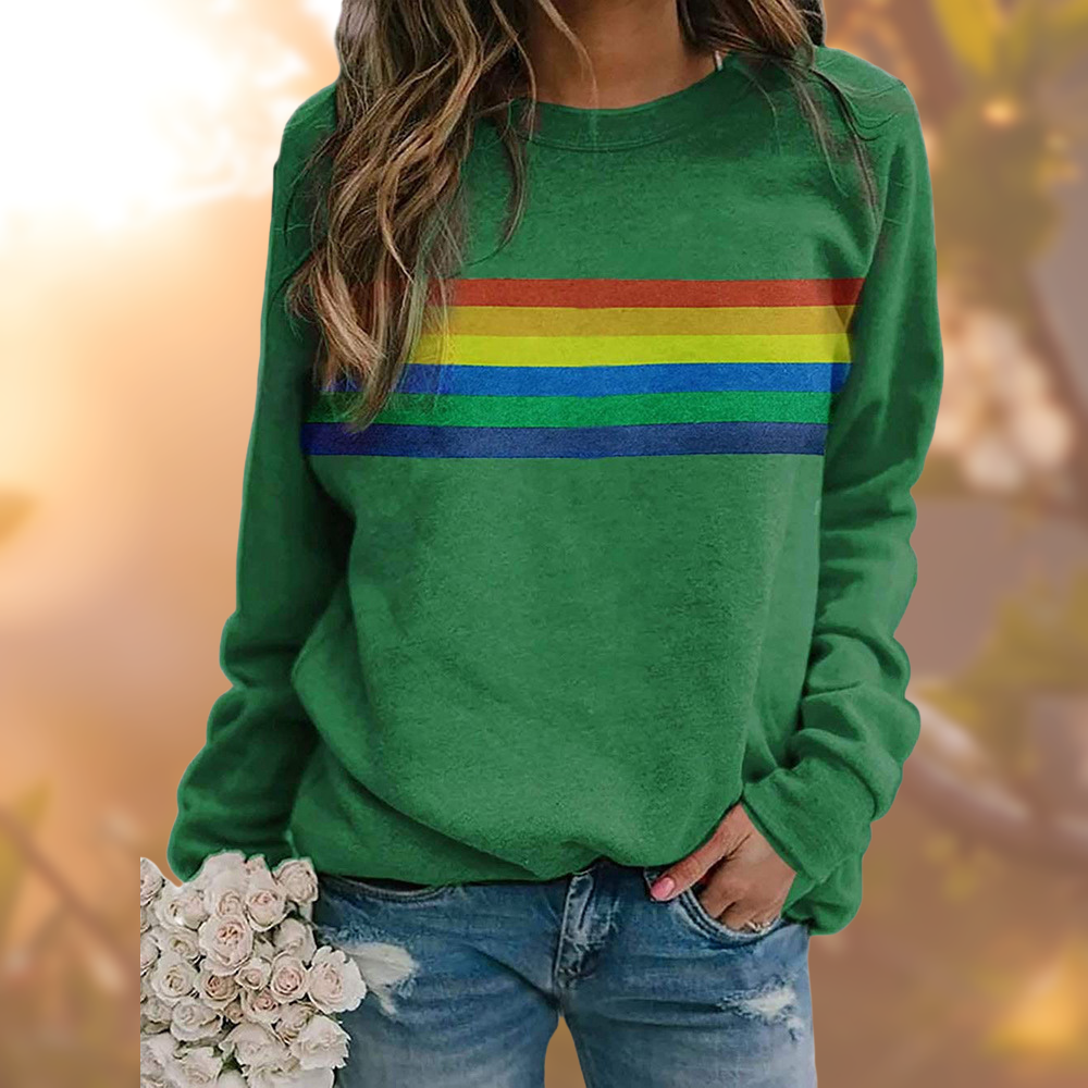 Evelina | Dam Avslappnad Fit Rainbow Sweatshirt