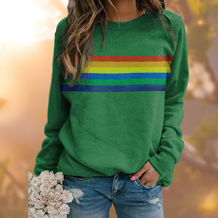 Evelina | Dam Avslappnad Fit Rainbow Sweatshirt