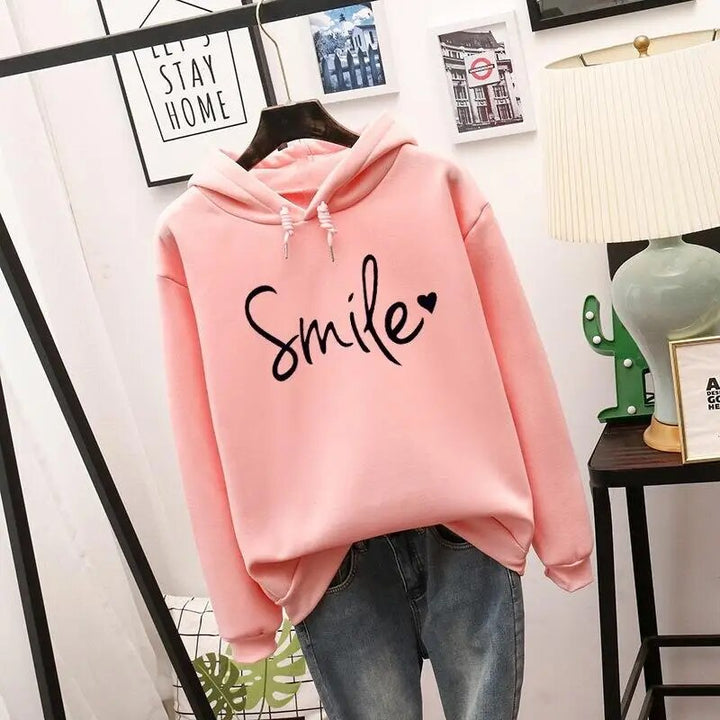 Ellen | Damer Tryckt Smile Hoodie Sweatshirt