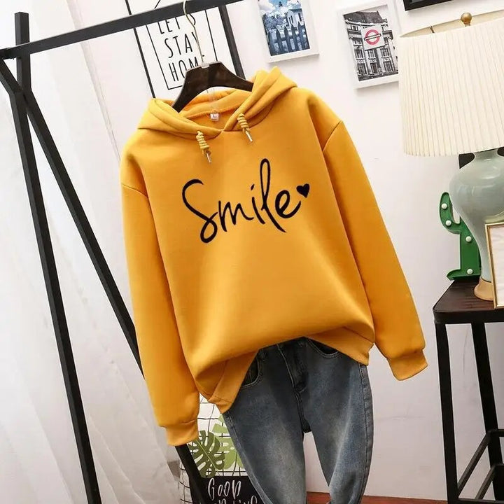 Ellen | Damer Tryckt Smile Hoodie Sweatshirt