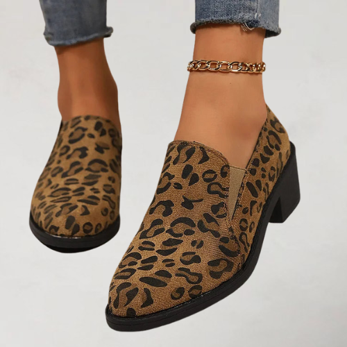 Elisa | Damer Trendiga Leopard Slip-On Loafers