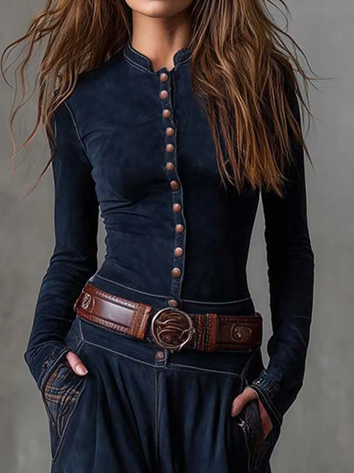 Charlotta | Damer Lång Patchwork Knäppt Klänning