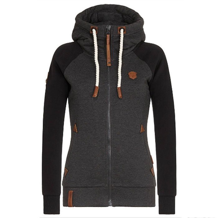 Erica | Damer Avslappnad Zip Hoodie med Fickor