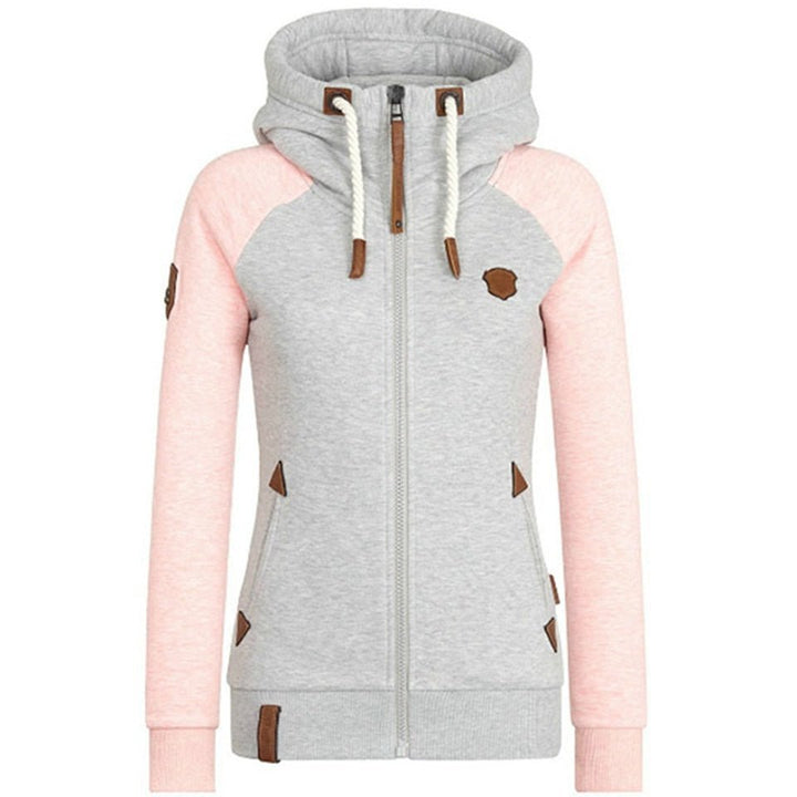 Erica | Damer Avslappnad Zip Hoodie med Fickor