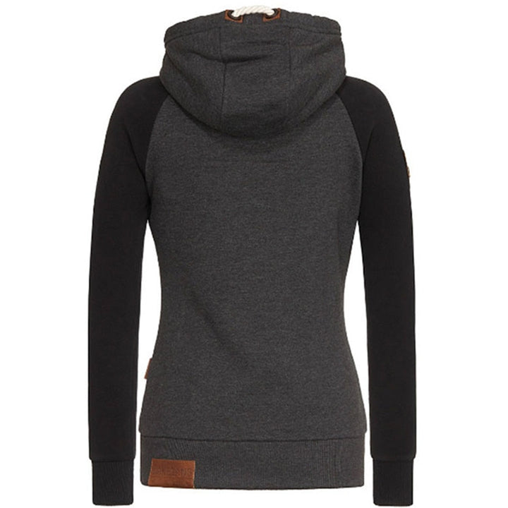 Erica | Damer Avslappnad Zip Hoodie med Fickor