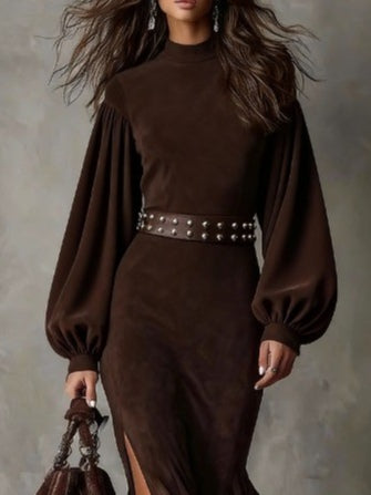 Ebba | Damer Hög Krage Puffärm Maxiklänning