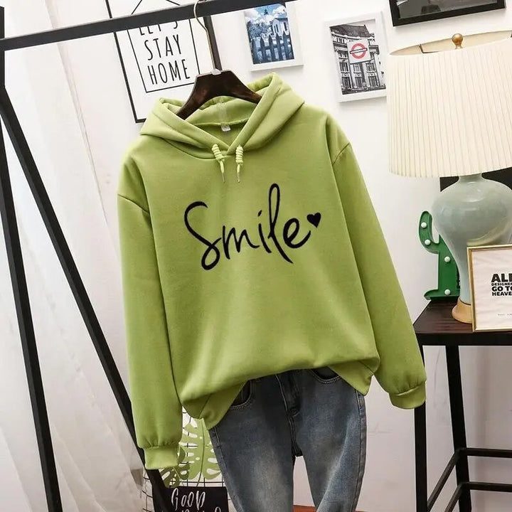 Ellen | Damer Tryckt Smile Hoodie Sweatshirt